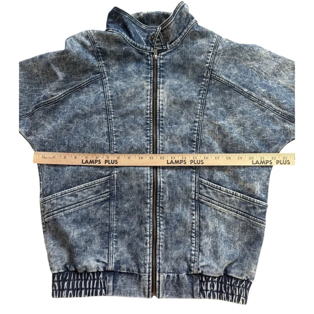 Parker Smith Denim Full Zip Jacket Vintage Inspired Acid Wash Blue Finish Womens - Picture 10 of 12